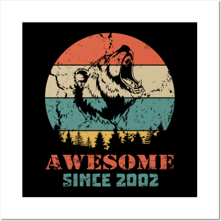 Awesome Since 2002 Year Old School Style Gift Women Men Kid Posters and Art